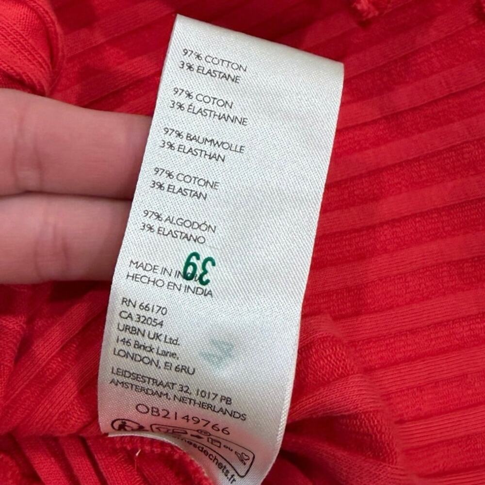Free People Bright Red Ribbed Button-Front Cardigan - Picture 7 of 7